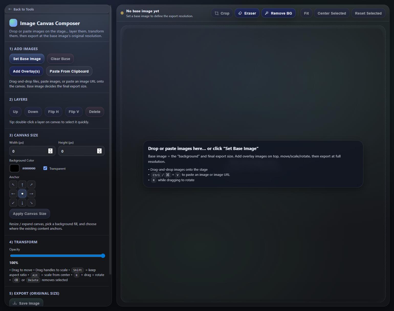 CreatorFrames Image Canvas Composer Editor Interface